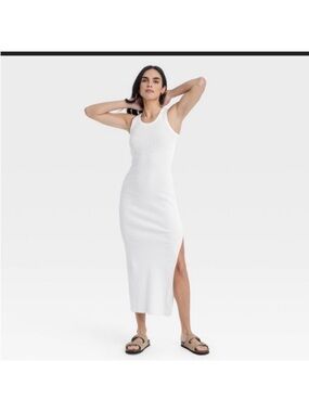 Target Universal Thread White Ribbed Midi Dress